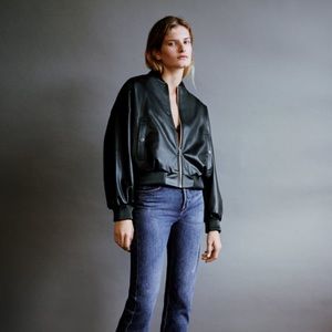 Zara Leather Bomber Jacket